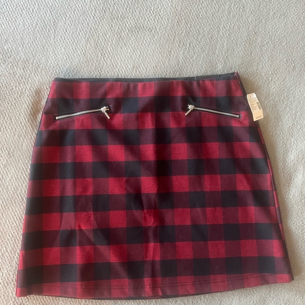 Maurices Red and Black A-line Mini Skirt